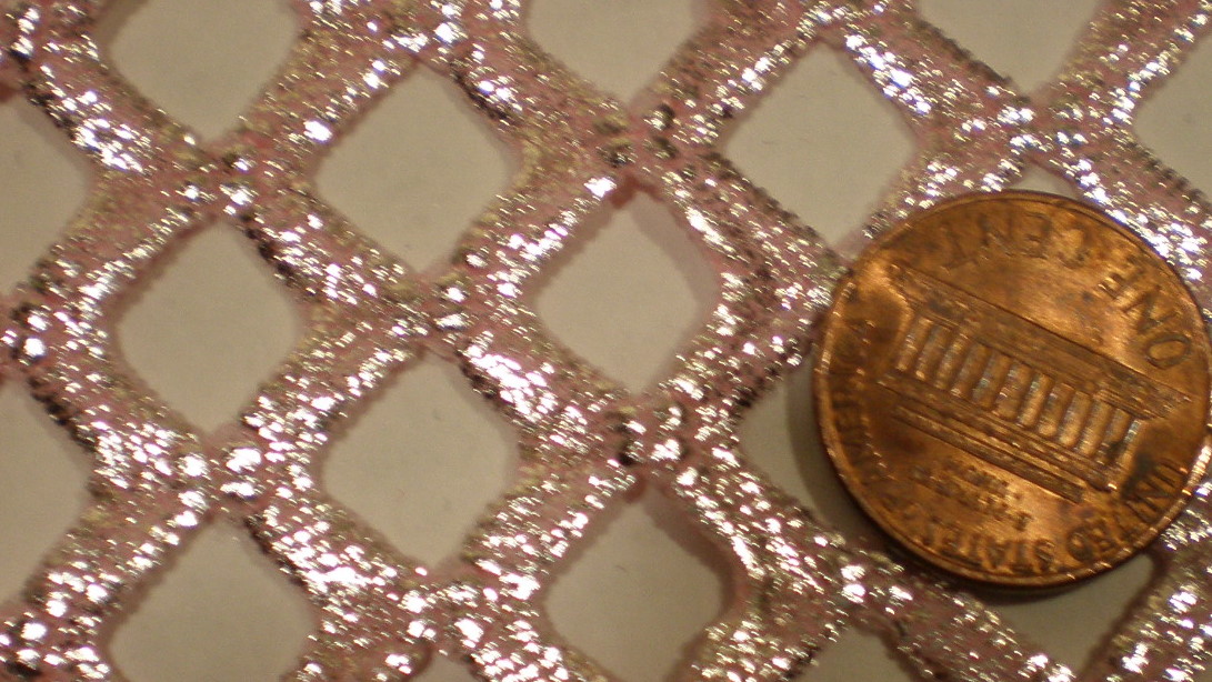 1.Lt.pink-Silver Diamond Hole Metallic Mesh